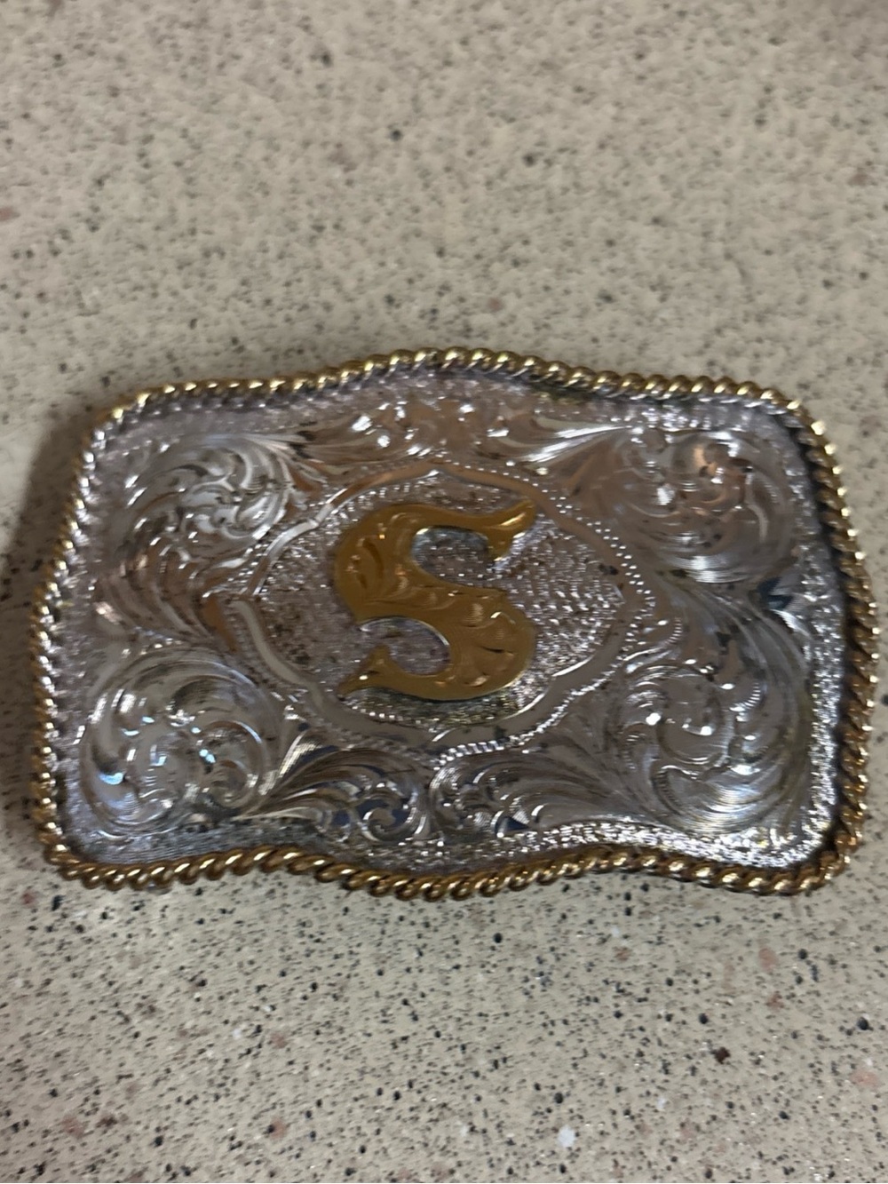 VINTAGE Montana Silversmiths S Initial Buckle